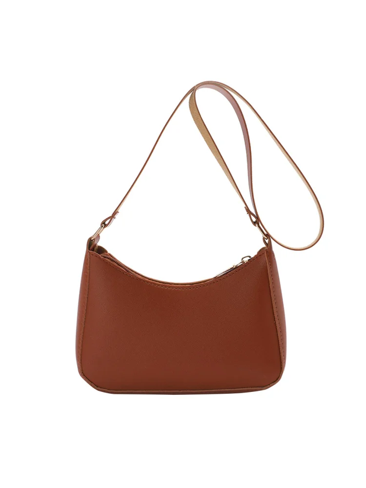 Vintage Women Solid Color PU Shoulder Underarm Bag Hobos Handbags (Brown)