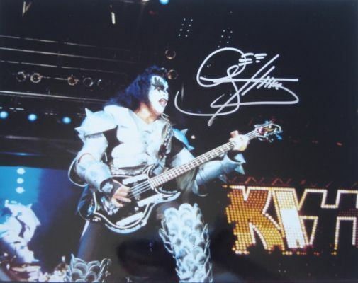 Gene Simmons autographed signed auto KISS concert 11x14 Photo Poster painting Real Deal hologram