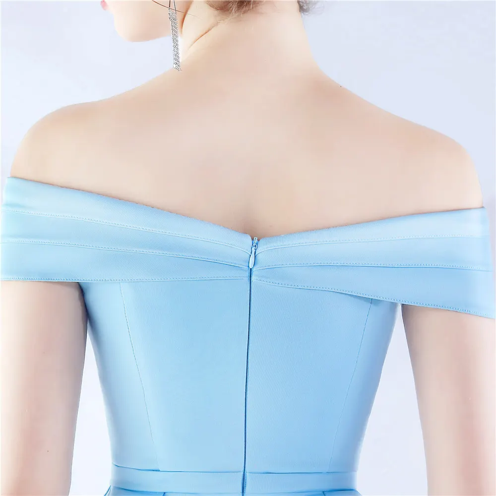 Classic Satin Off Shoulder Long Evening Dress - Elegant & Timeless - Ootddress