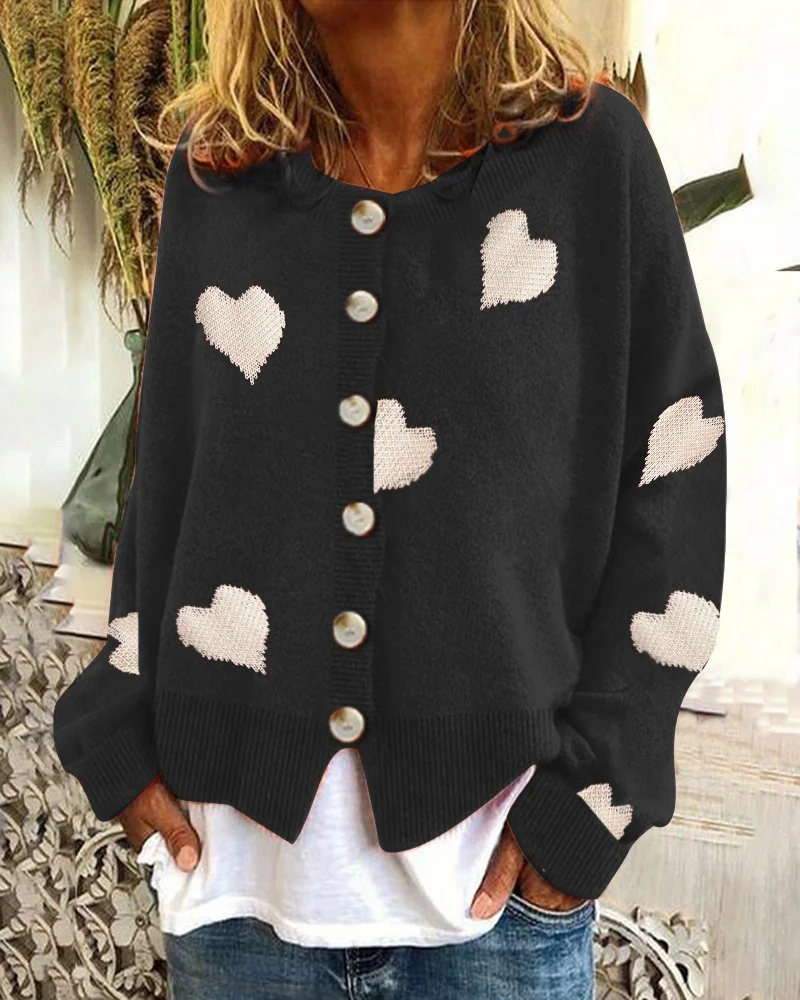 Wongn Wongn And Winter New Women's Sweater Single Breasted Love Sweater Women's Cardigan