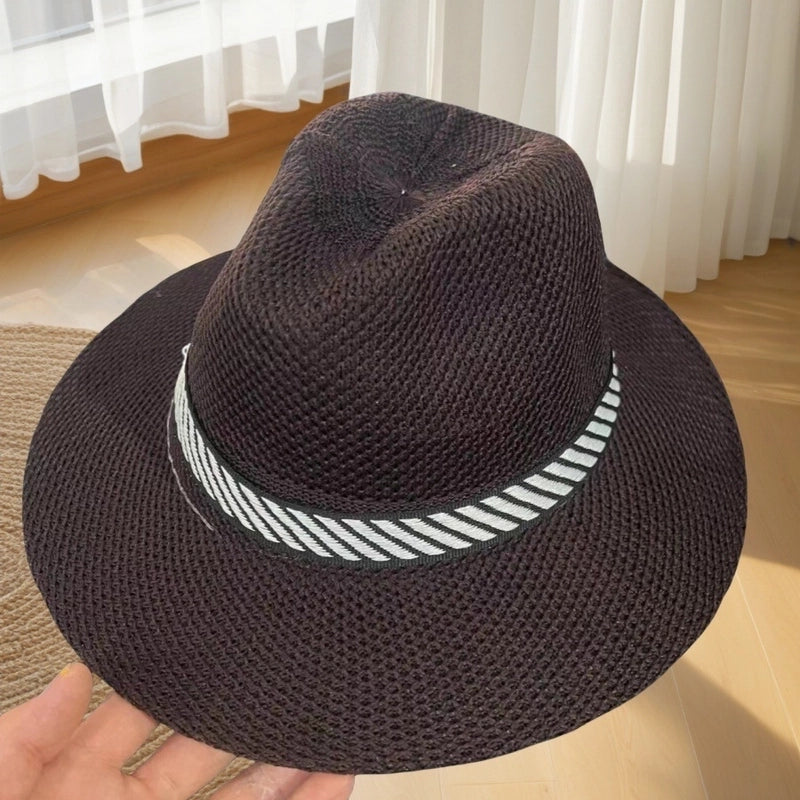 Men’s Minimalist Solid Color Big Eaves Straw Hat