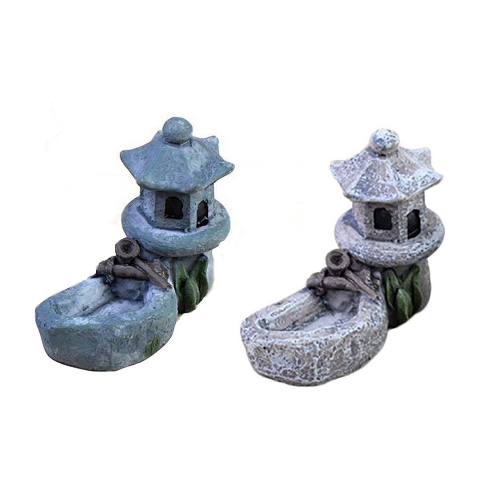 

Retro Resin Pond Tower Model Moss Figurine Garden Succulent Plant Ornament, Grey, 501 Original