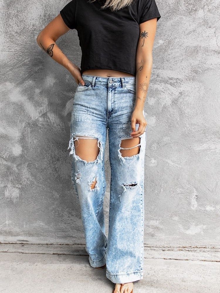 Ripped Wide Leg Jeans