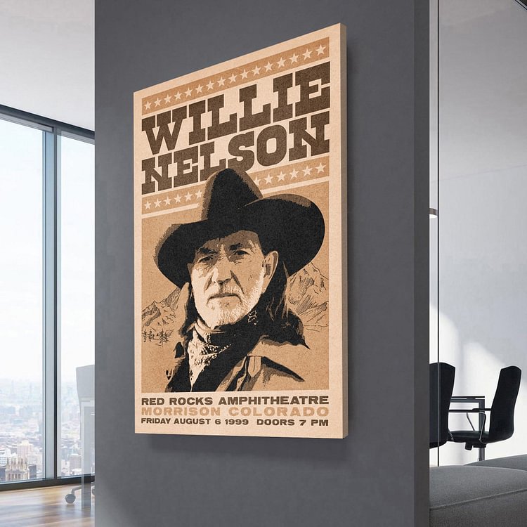 Willie Nelson Red Rocks Concert Poster Canvas Wall Art