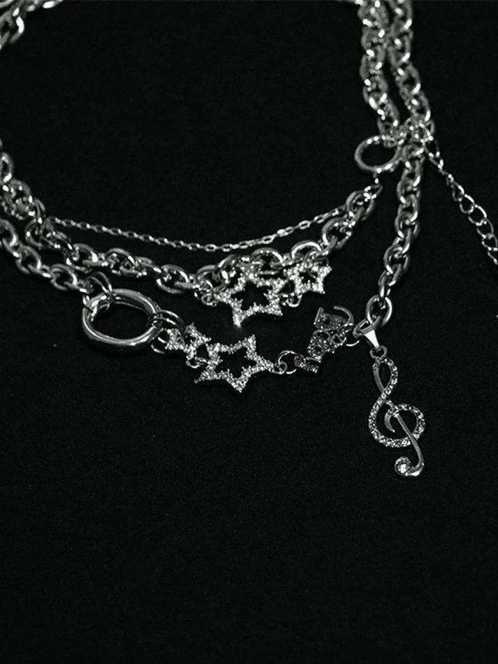 Brownm Rhinestone Decor Charm Necklace