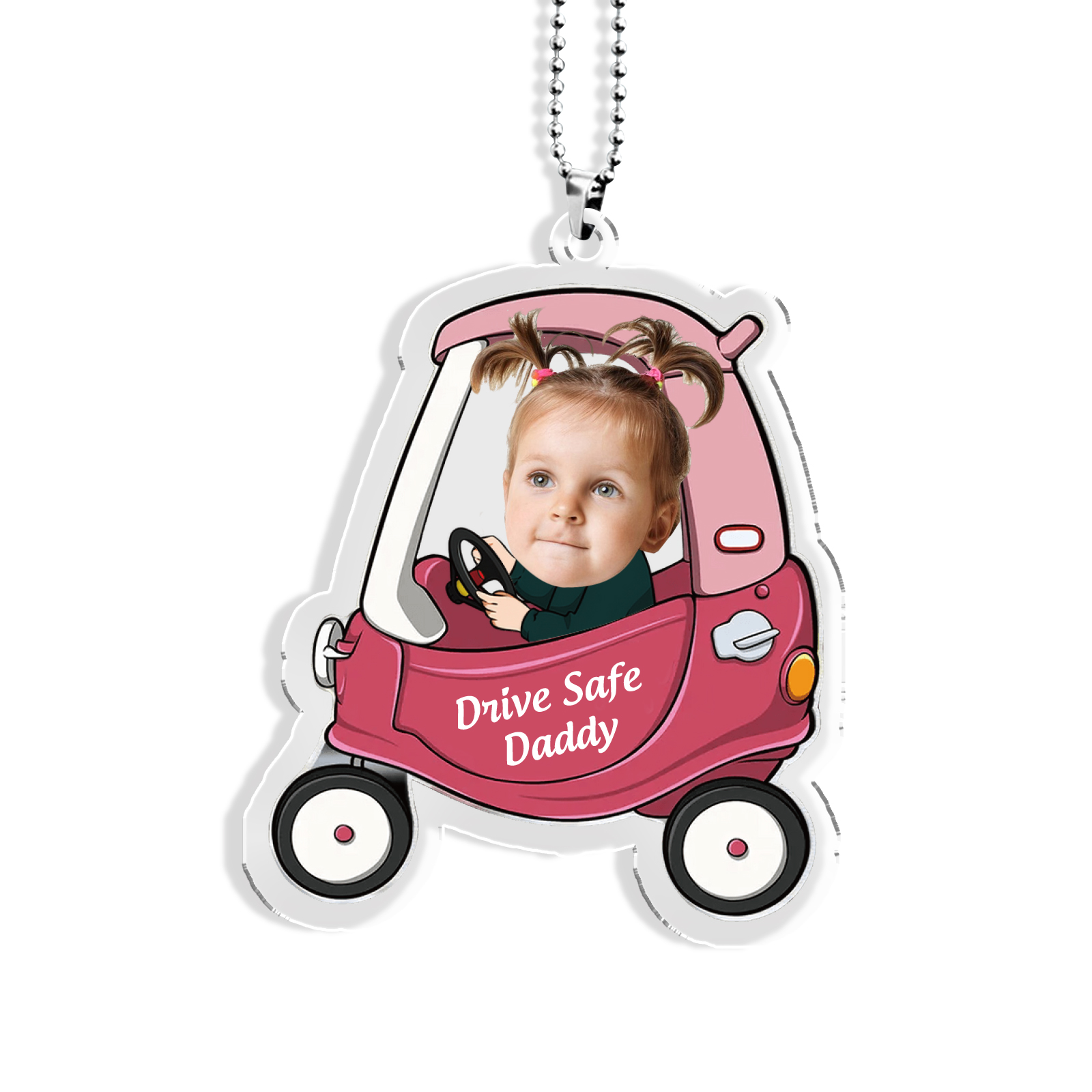 Personalised Car Hanging Ornament Custom Photo & Text & Name Keychain Acrylic Pendant Gift for Dad/Mom-Jessemade AU