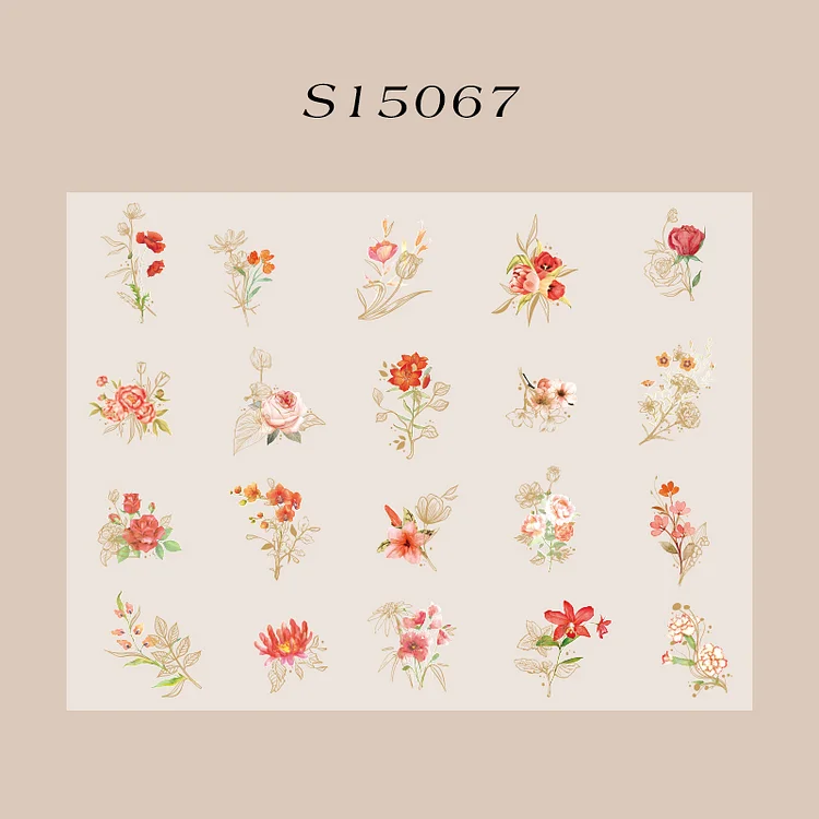 JOURNALSAY 6 Styles 40Pcs/Bag Aesthetic Flower Stickers Pack Fresh Plant Hand Account DIY Material