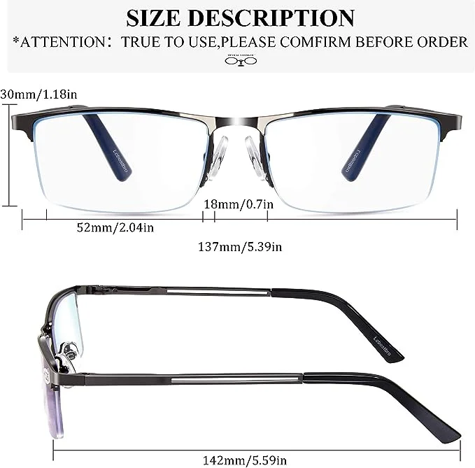 Reading Glasses for Men Blue Light Blocking Reading Glasses Metal Readers