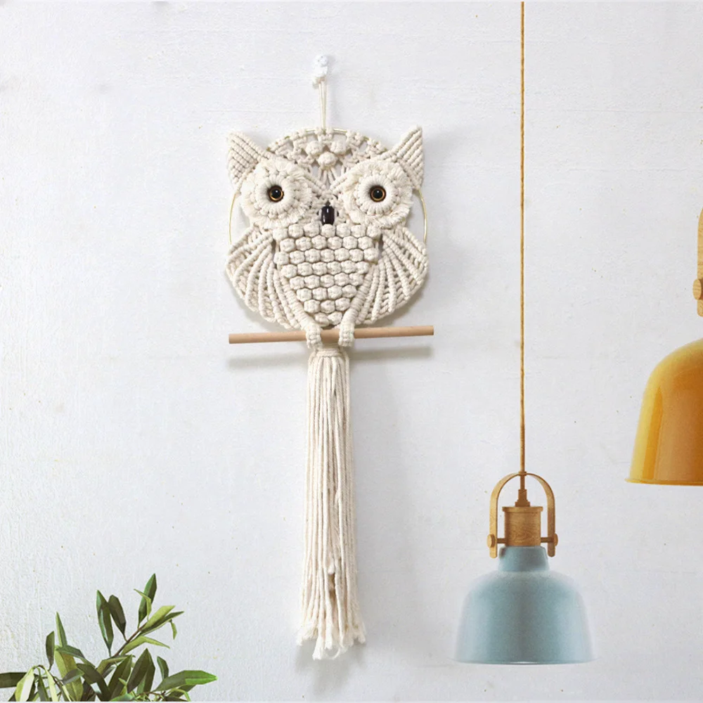 Nigikala Nigikala New Owl Hand Woven Tapestry Wall Trim Bohemian Nordic Home Decor Padded Cotton Rope