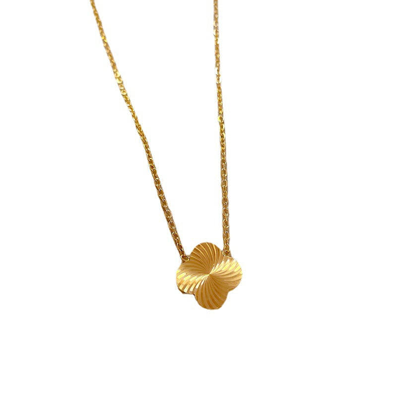 Cartoon Clover Geometric Titanium Steel Electroplating Necklaces