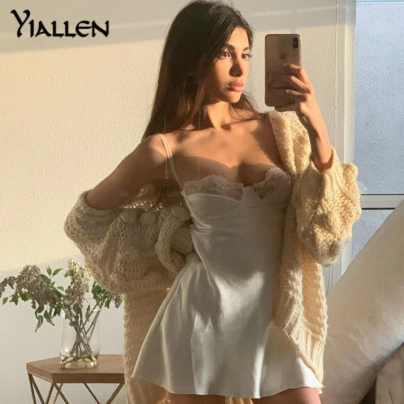 Yiallen Sexy Straple Backless Mini Lace Chest Wrapping Dress Women 2022 New Halter Slim Party Cami Dress Lady Casual Vestidos