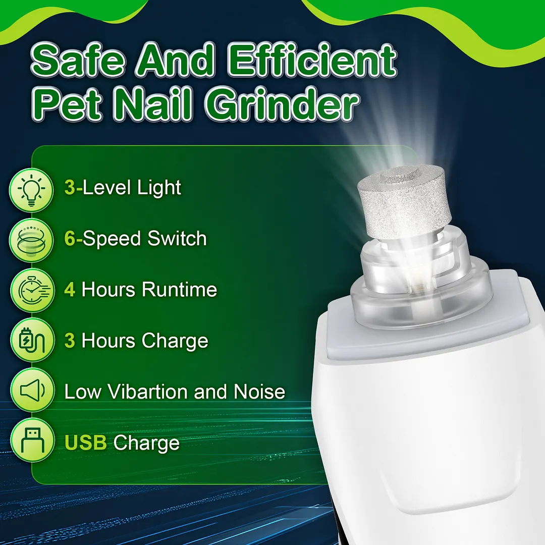 MAXLAPTER 6-Speed Dog Nail Grinder, Quiet Electric Dog Nail Trimmers with 360&deg; LED Lights, Pet Toenail Grinder for Small Medium Large Dogs & Cats