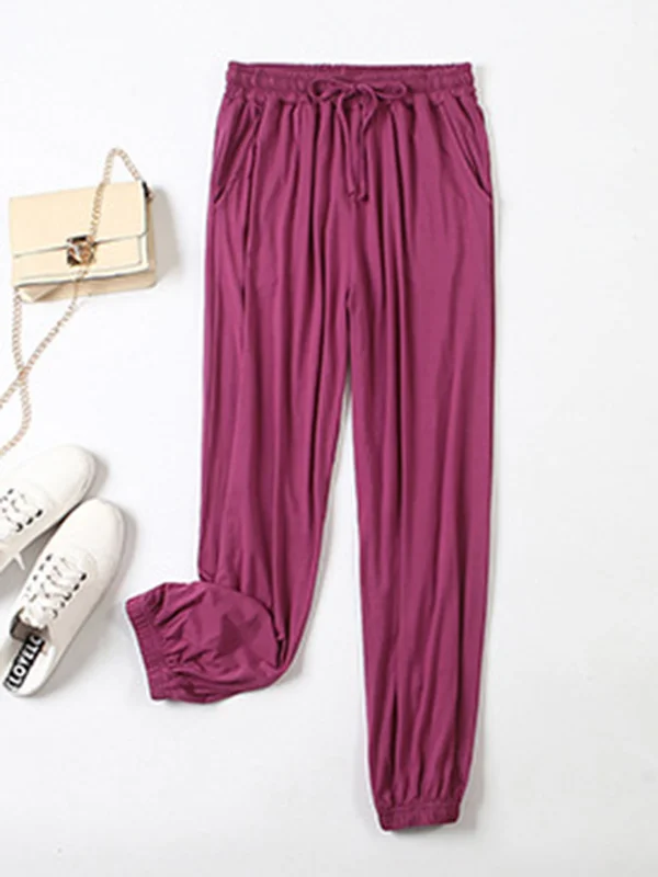 Casual 12 Colors Elasticity High Waisted Pants Pajama Bottoms
