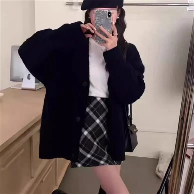 Churchf Churchf Twist Sweater Coat Female Loose Lazy Wind V-Neck Long Sleeve Autumn Winter Korean Version Knit Cardigan Female Thick Money