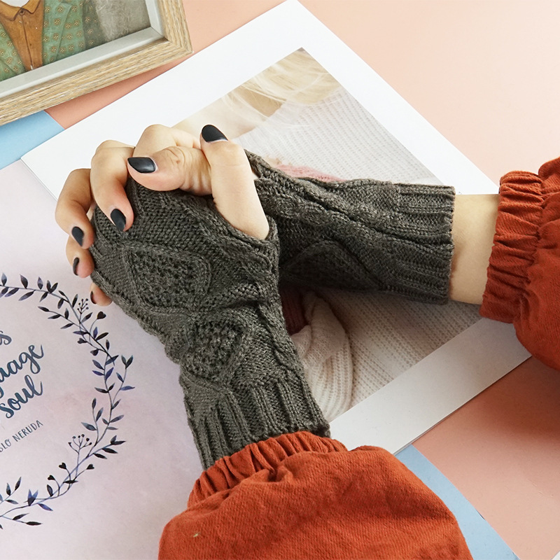 Letclo™  Diamond-shaped Jacquard Half-finger Gloves letclo Letclo