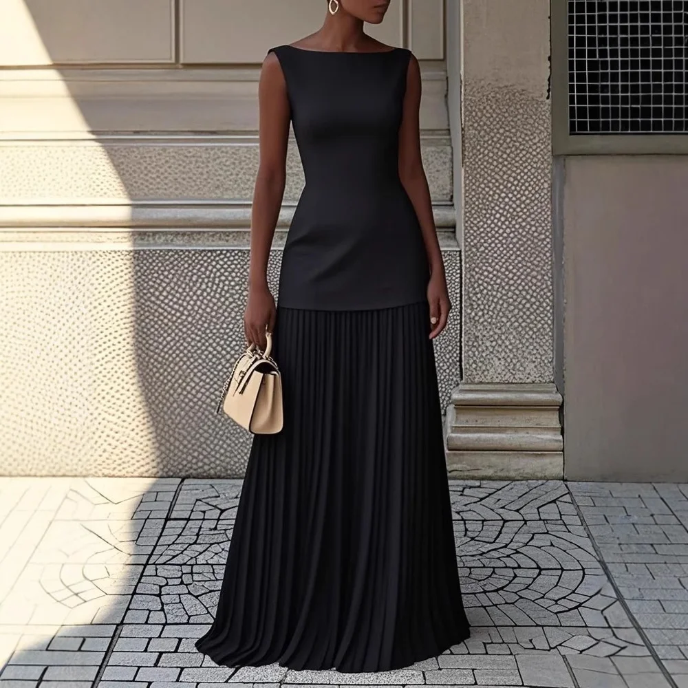 Athvotar Athvotar Shein Elegant Dress Party Vest Half Skirt Fold Two Sets