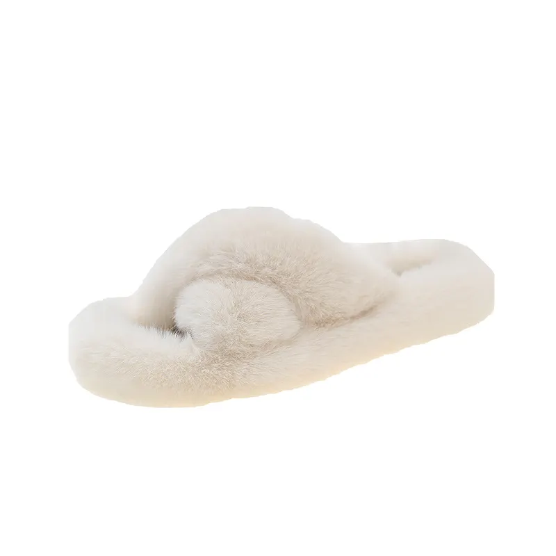 Breakj Breakj Slippers Women Wear Net Red Code 2025 New Autumn And Winter Warm Wear Cross Fur Slippers