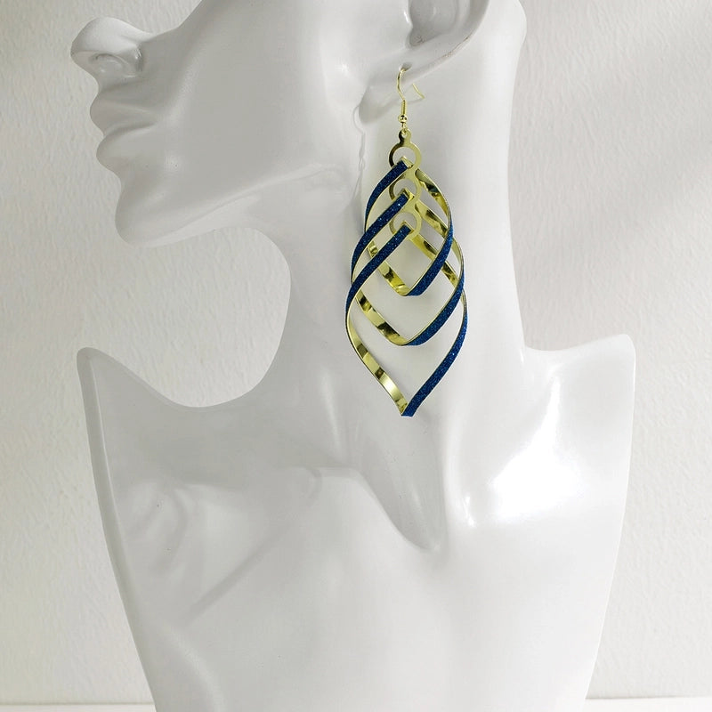 Fashion Pop Rock  Personality Earrings Earrings Golden Multi-layer Peach Heart Frosted Earrings Women