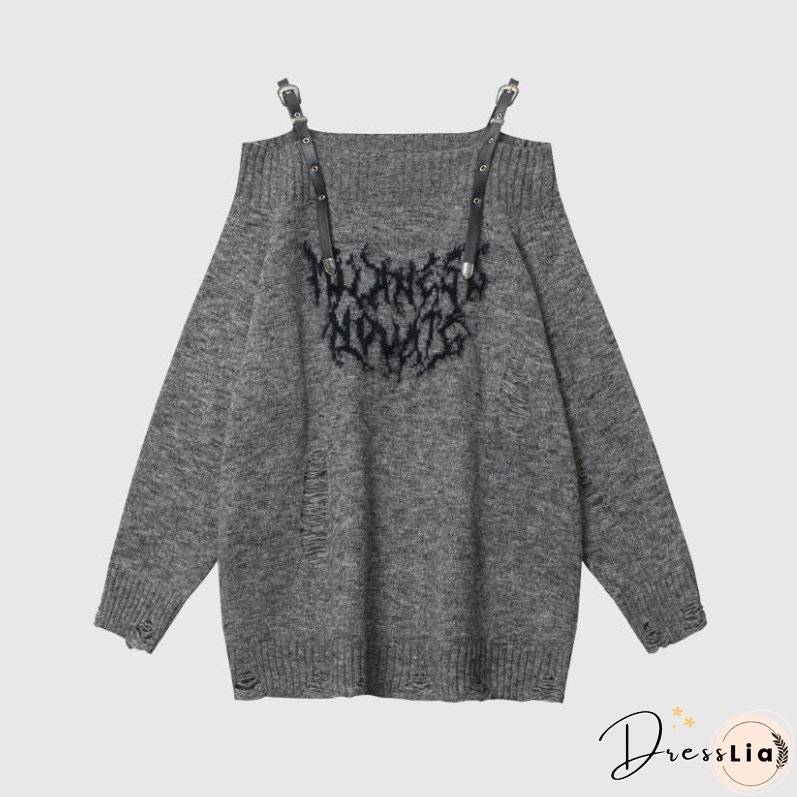 One-Shoulder Lazy Style Loose Sweater