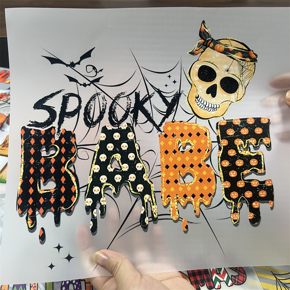 Custom Logo Decoration DTF print Halloween Enjoy Spooky Babe Heat press transfers