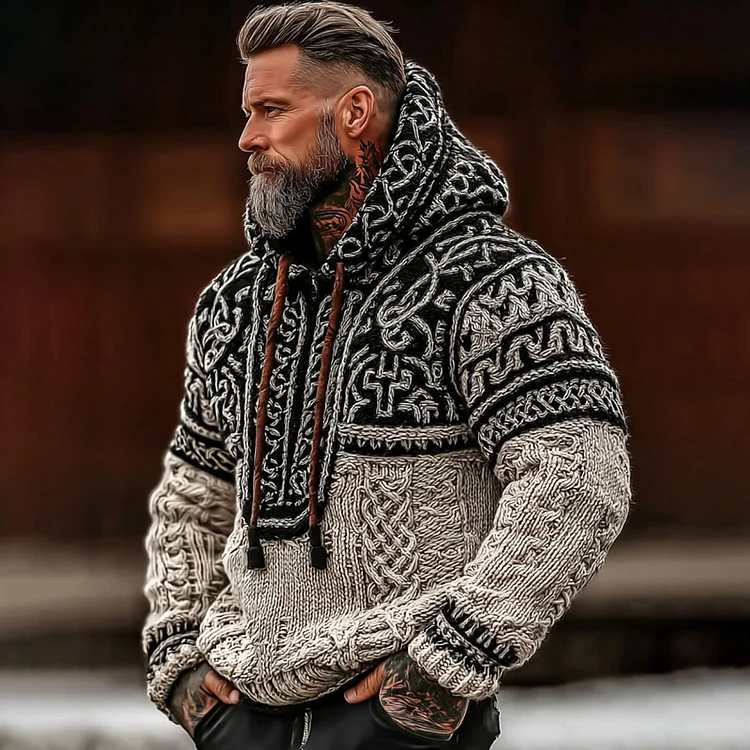 Men's Viking Celtic Knot Pattern Art Cozy Hooded