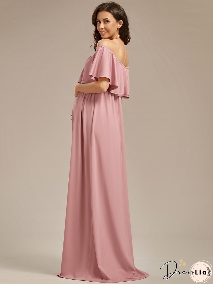 Off Shoulder Pleated A Line Wholesale Maternity Dresses
