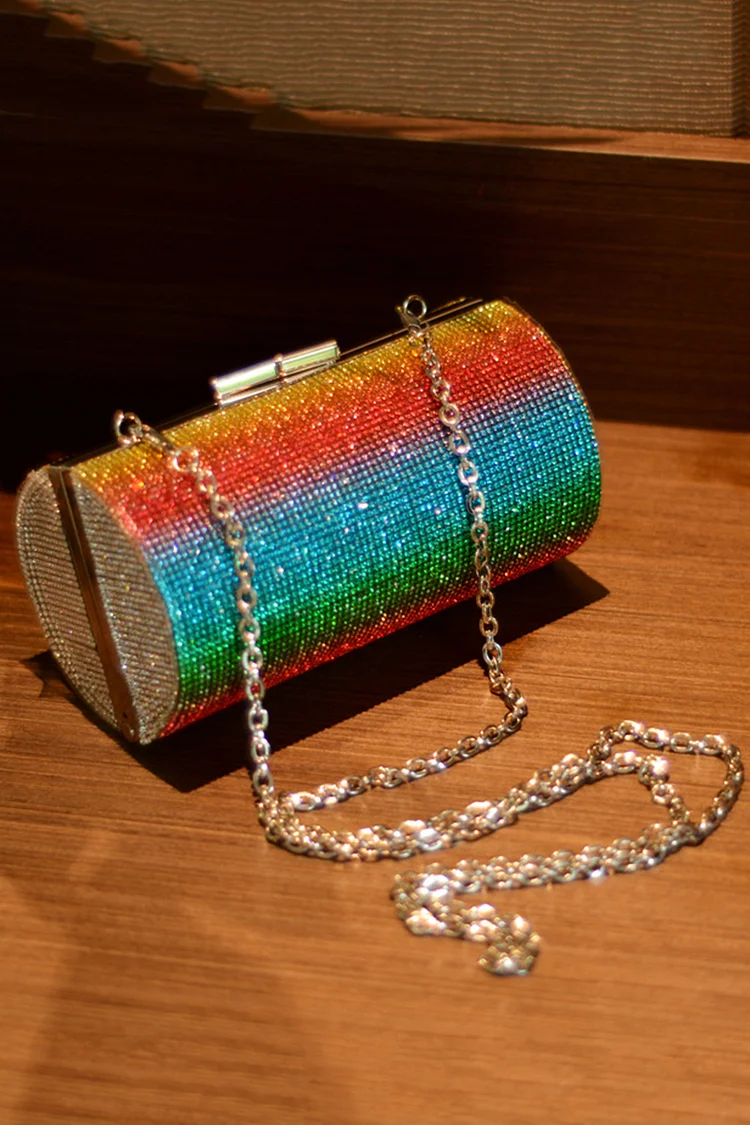 Dinner Rhinestone Rainbow Metal Chain Shoulder Bag 2024 - Xpluswear