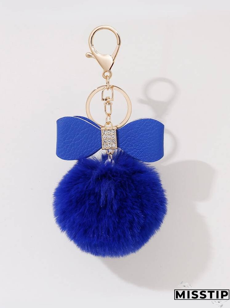 Pom Pom & Bow Charm Keychain