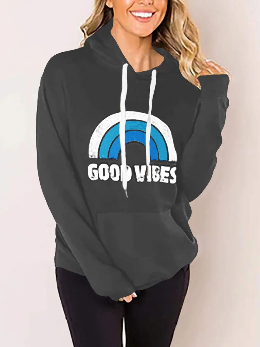 GOOD VIBES Print Hoodie