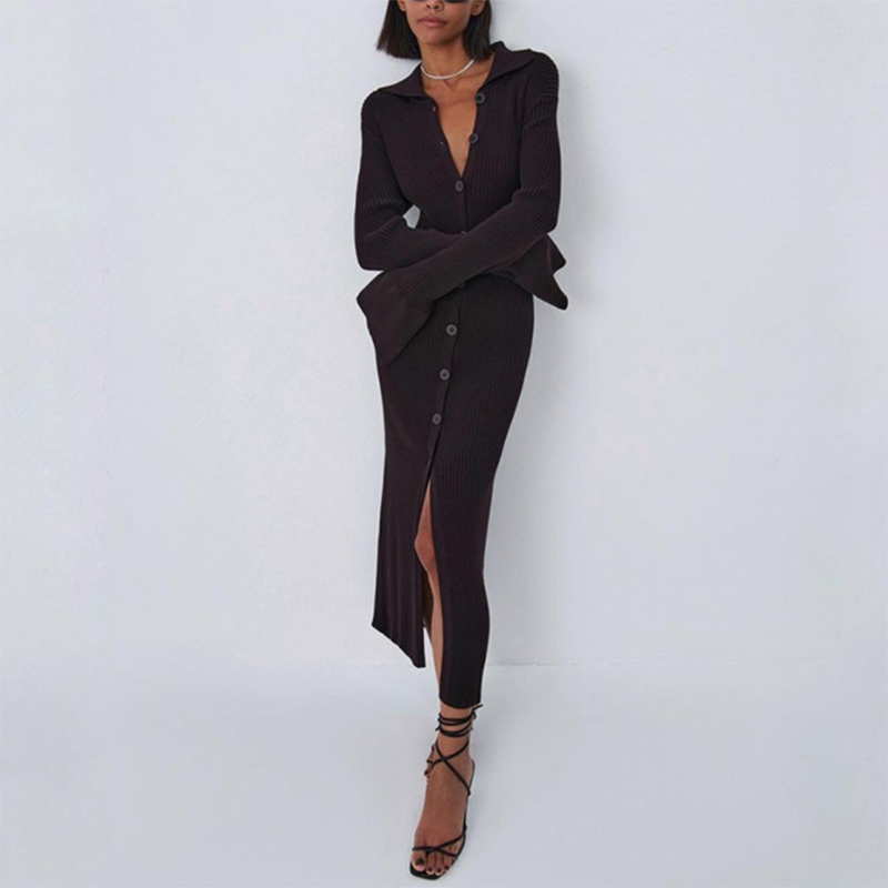 Y2k Bodycon Dress Sweater Sexy Knitted Green 2021 Women Midi Split V Neck Long Sleeve Casual Club Autumn Winter Party Dresses