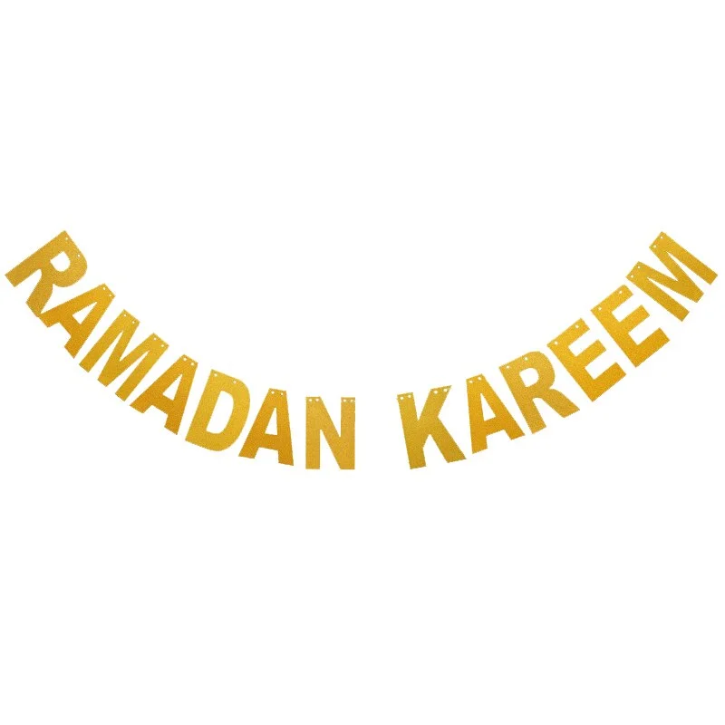 EID Mubarak Banner Glitter Star Moon Letter Paper Bunting Garland Islamic Muslim Party Ramadan Kareem Decorations for Home 2022