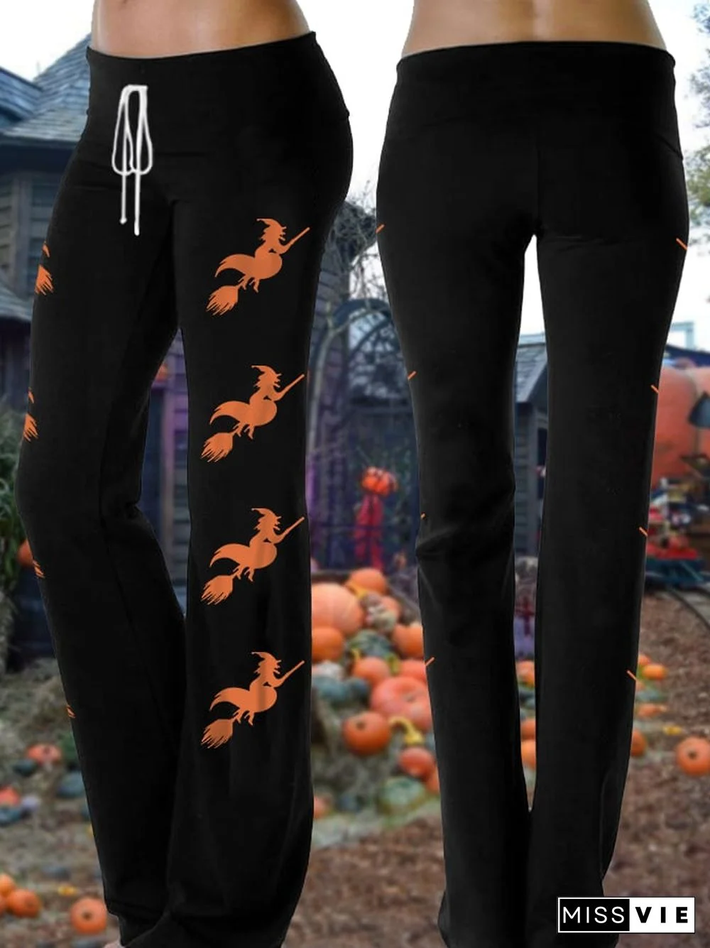 Women's Halloween Witch Salem Broom Co. EST 1692 Wide-Leg Casual Pants