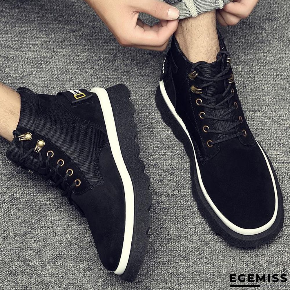 Autumn Martin boots men's new leather trend fashion high-top tooling boots retro British style mid-top men's shoes | EGEMISS
