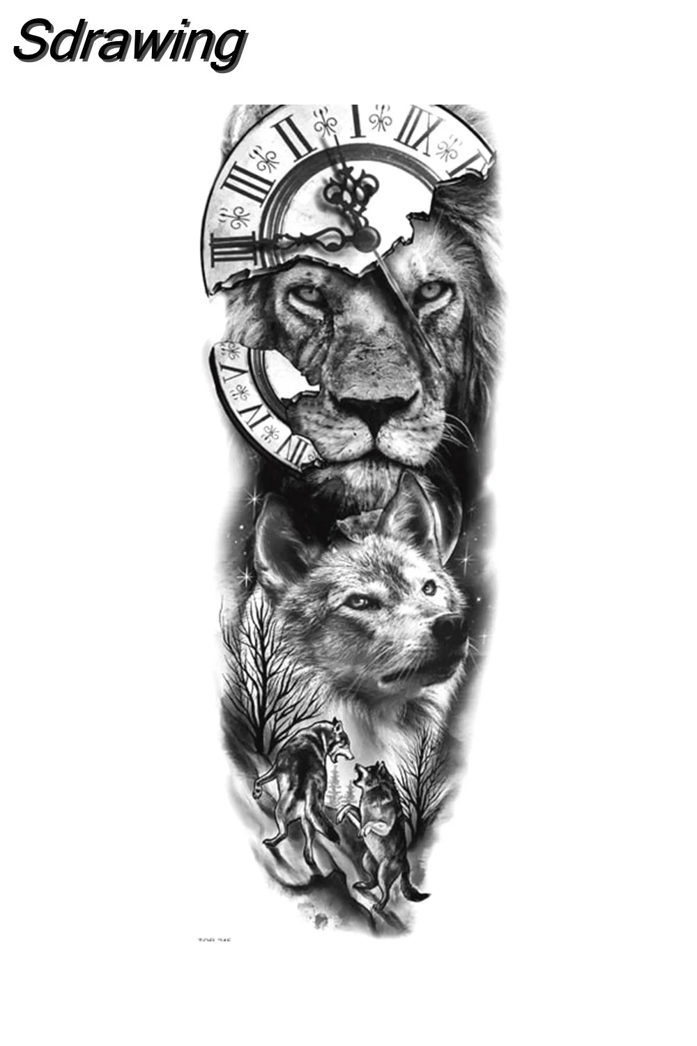 Sdrawing Tattoo Dragon For Men Waterproof Sleeves Angel Tiger Snake Animal Stickers Waterproof Temporary Tattoos Skeleton Hand 521-1