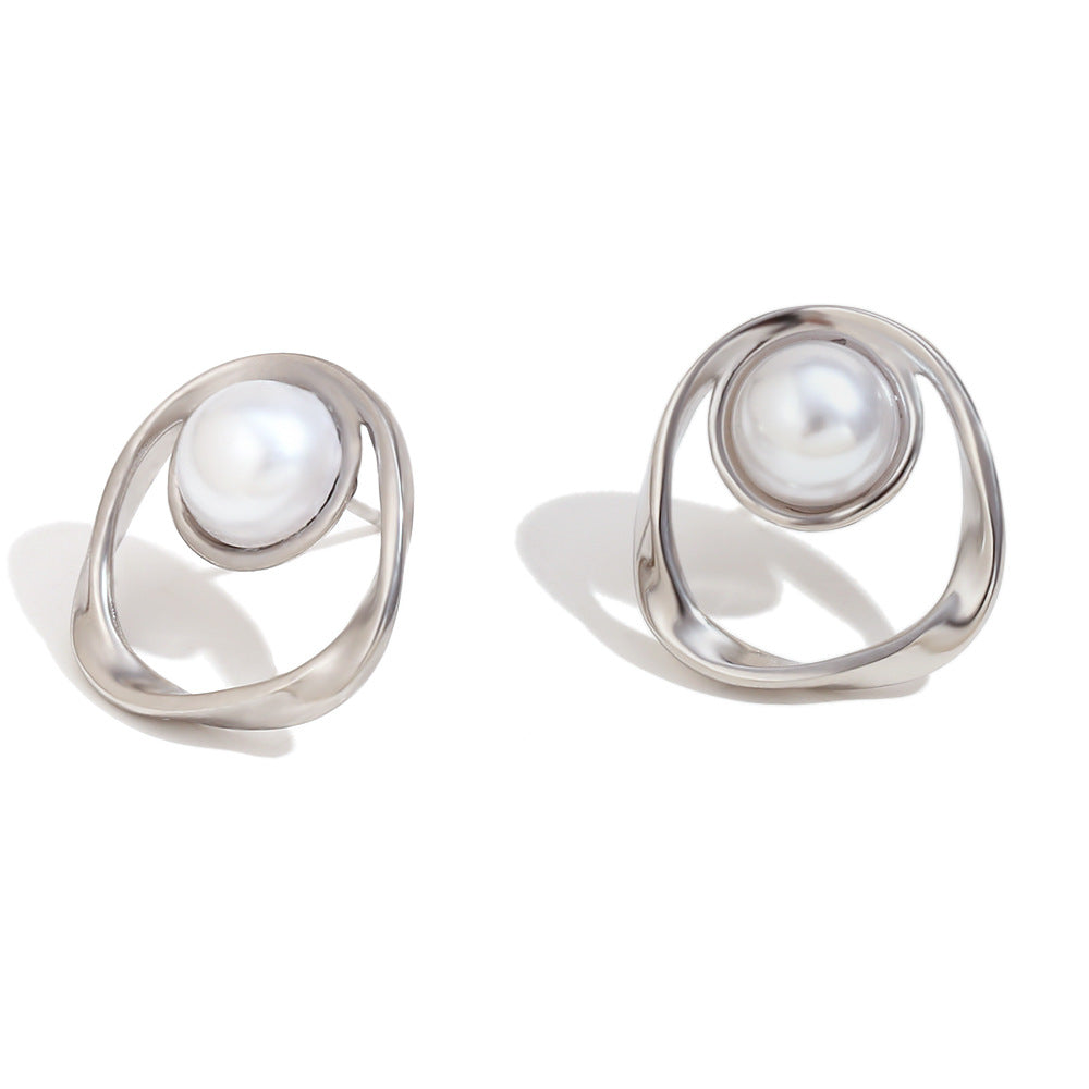 Niche Design Personality Earrings Stainless Steel 18K Gold Plated Geometric Petal Earrings For Women