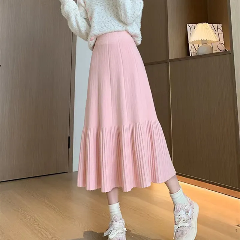 Nigikala Nigikala Knitted Half-Dress Woman 2025 New Autumn And Winter Thick High Waist Thin Temperament A Word Fishtail Skirt