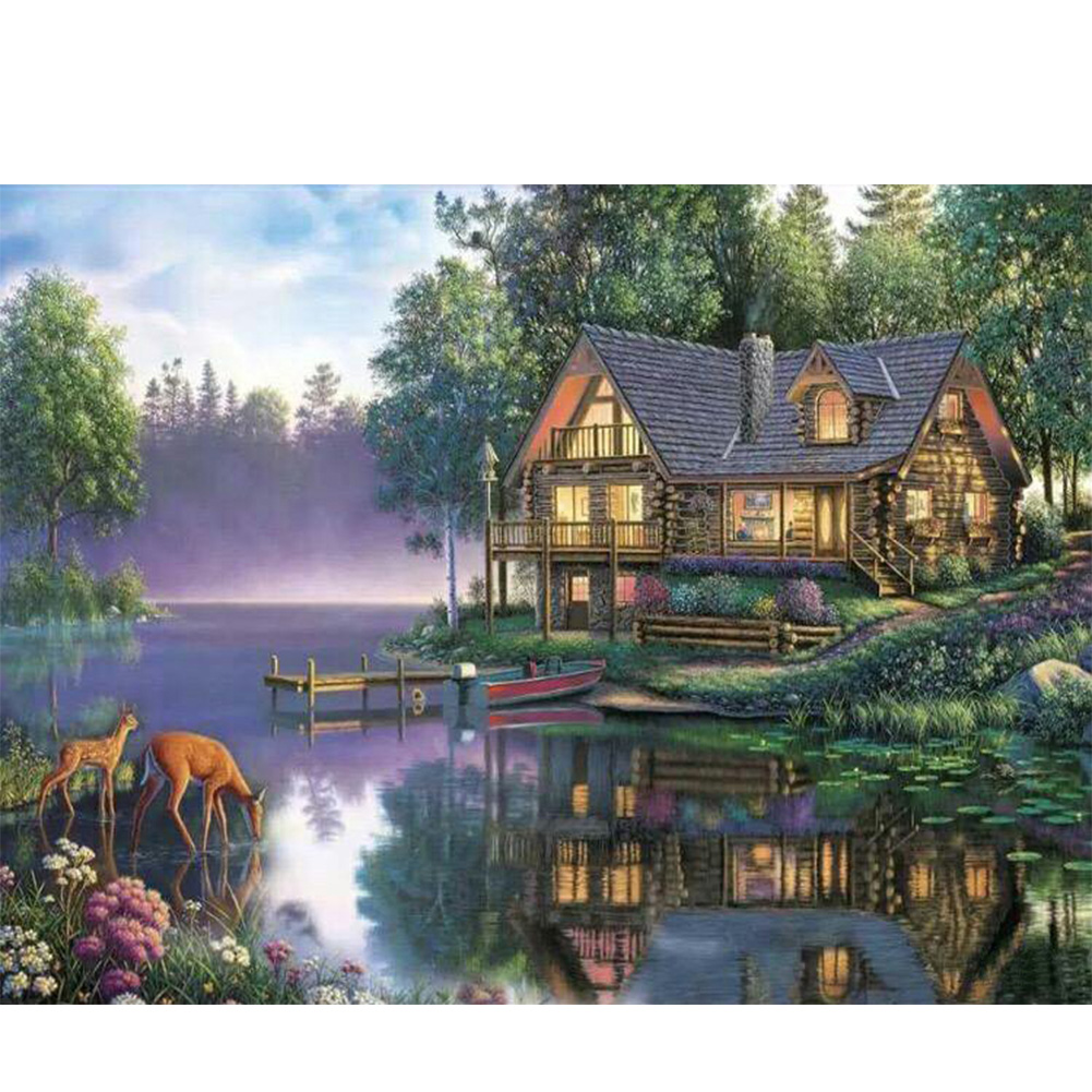 

Cabin River - Round Drill Diamond Painting - 40*30CM, 501 Original