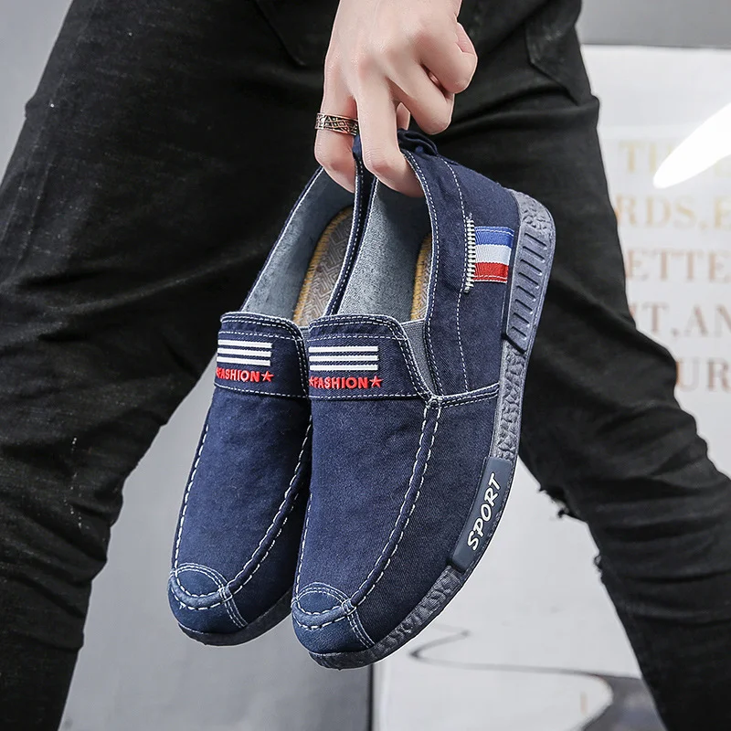 Aonga Summer Slip on Men's Casual Shoes Rubber Solid Mens Canvas Shoes Lightweight Waterproof Male Flat Casual Sneakers aonga