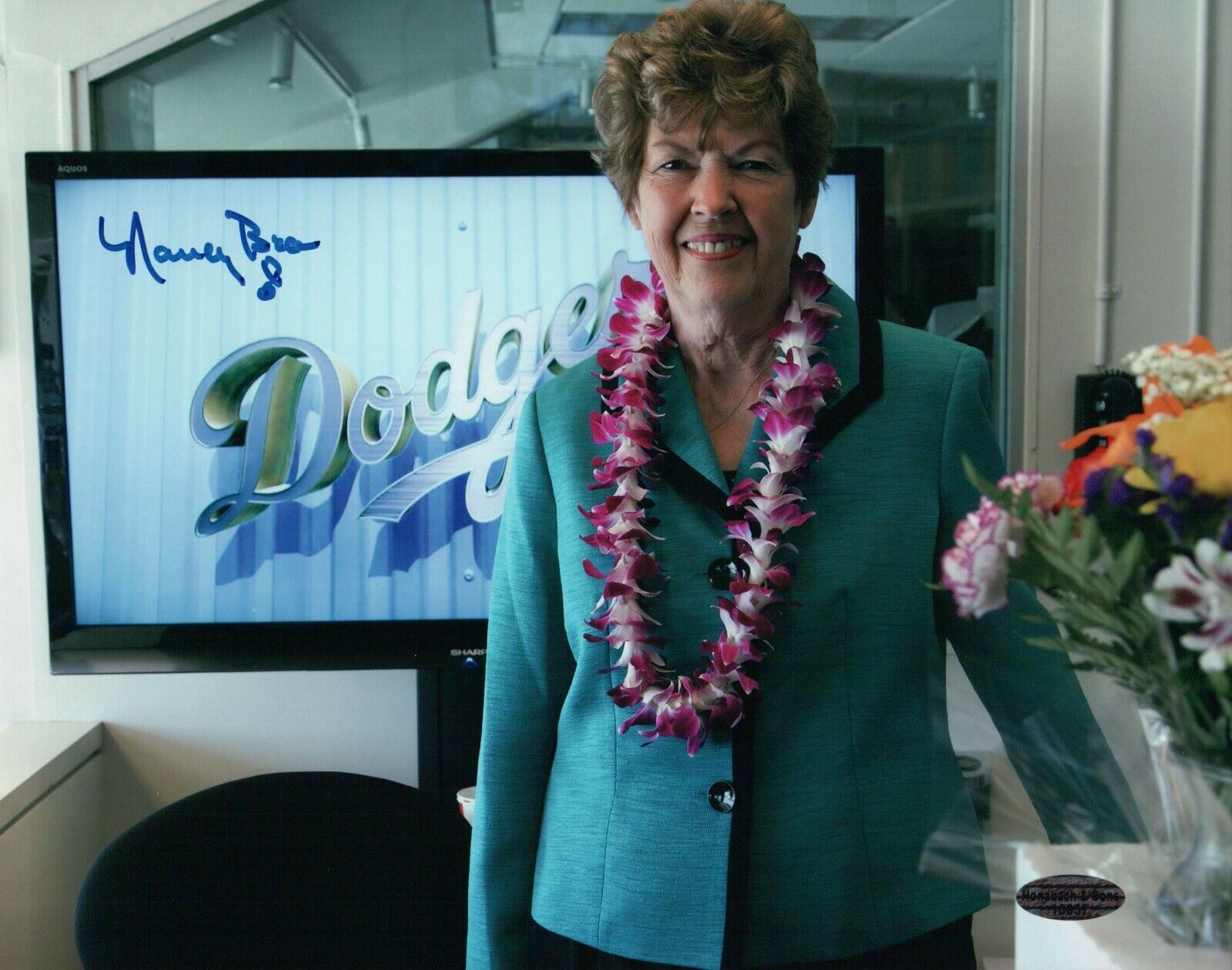 Nancy Bea Signed Autographed 8X10 Photo Poster painting LA Dodgers Organist w/Lei w/COA