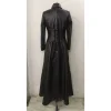 Women's Black Leather Trench Coat Punk Gothic Long Coat European and American Fashion Trend