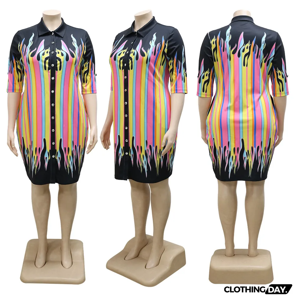 Plus Size Printed Casual Dress