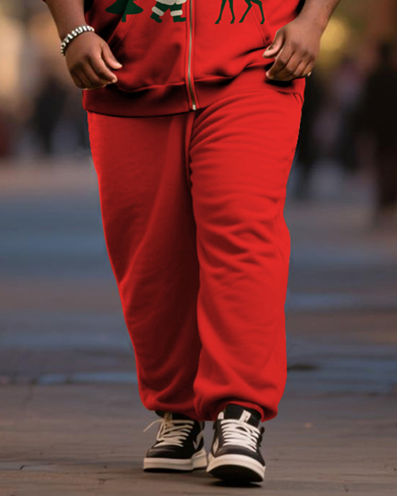 Big & Tall Men's Merry Christmas Gradient Alphabet Print Cardigan Hoodie Suit