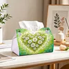 (24cm)Diamond Art Tissue Box Cover DIY PU Desktop(Heart-shaped white daisies)