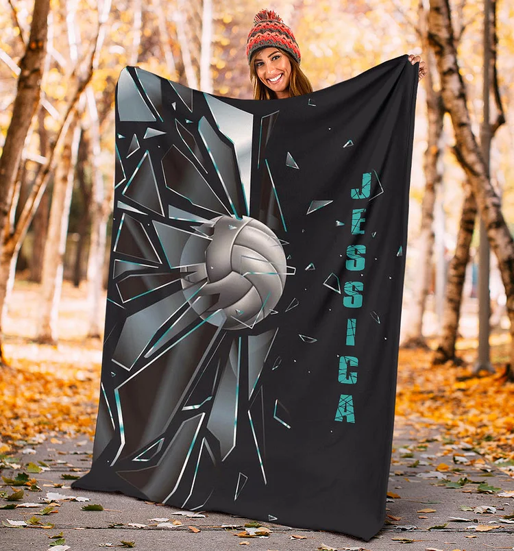 Personalized Volleyball Blanket, Volleyball Girl Sherpa Fleece Blanket | BKKid577