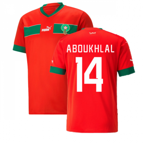 Maillot Maroc Zakaria Aboukhlal 14 Domicile Coupe du Monde 2022