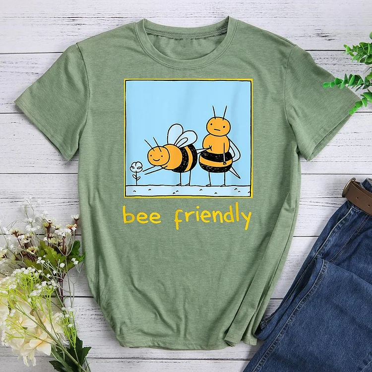 bee friendly  Round Neck T-shirt