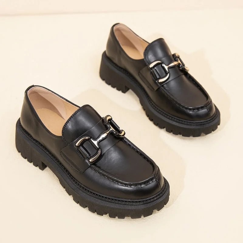 AIYUQI Woman Genuine Leather Loafers Casual Women Student Shoes Slip On Round Toe Platform Footwear Female Shoes