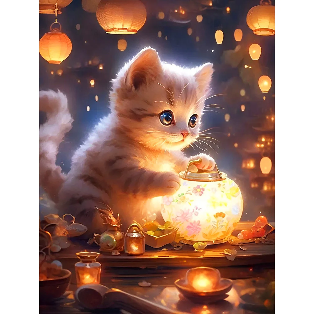 Cute Cat (velvet cloth) AB drill full round/square diamond painting