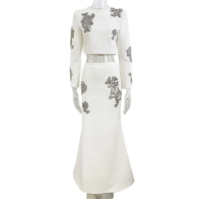 Nigikala Nigikala Star Fashion New Heavy Industry Nails Studded Short Top Long Half Skirt Set Two Sets