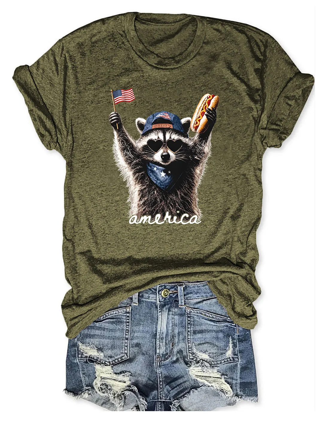 America Patriotic Raccoon T-shirt